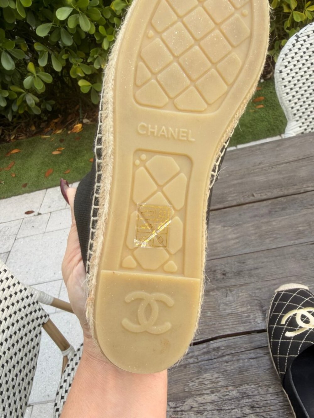 Chanel Espadrilles sz 41 Runs Small More like a 9 Black and Tan Cross Stitch - Picture 16 of 16